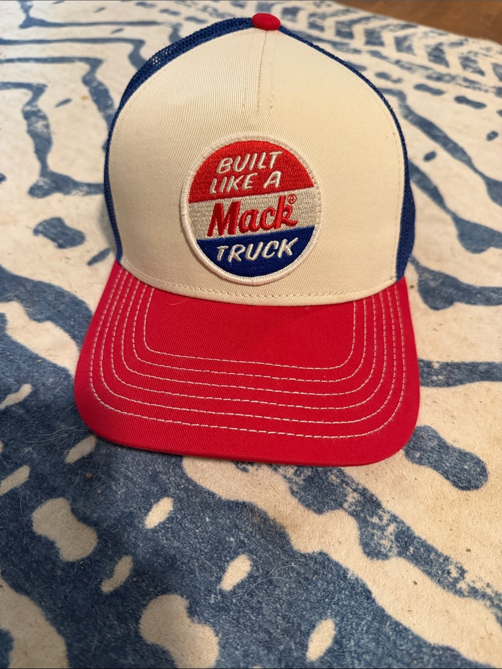 Mack 'Built Like A Mack Truck' Trucker Hat - Red, White & Blue